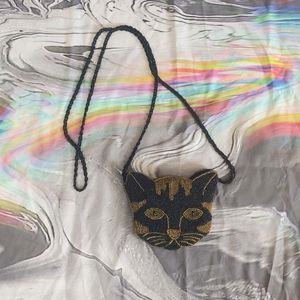 Vintage beaded cat purse
